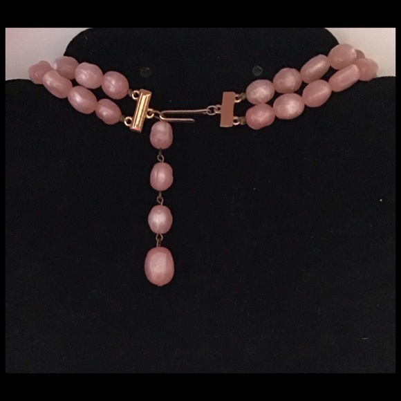 12”-14” Double Strand Pink Faux Pearl Necklace - Picture 2 of 3